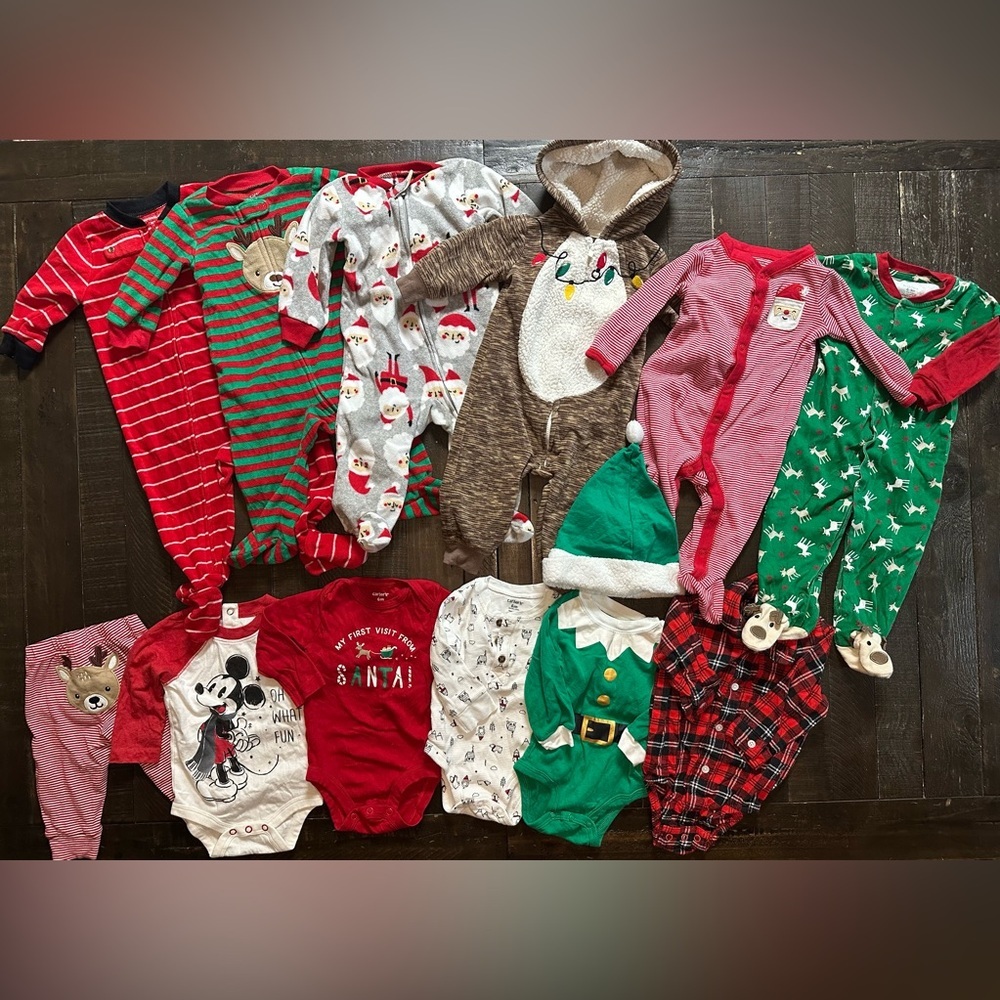 (12 Pieces) Baby Boy Holiday Clothes, Size 6 Months
